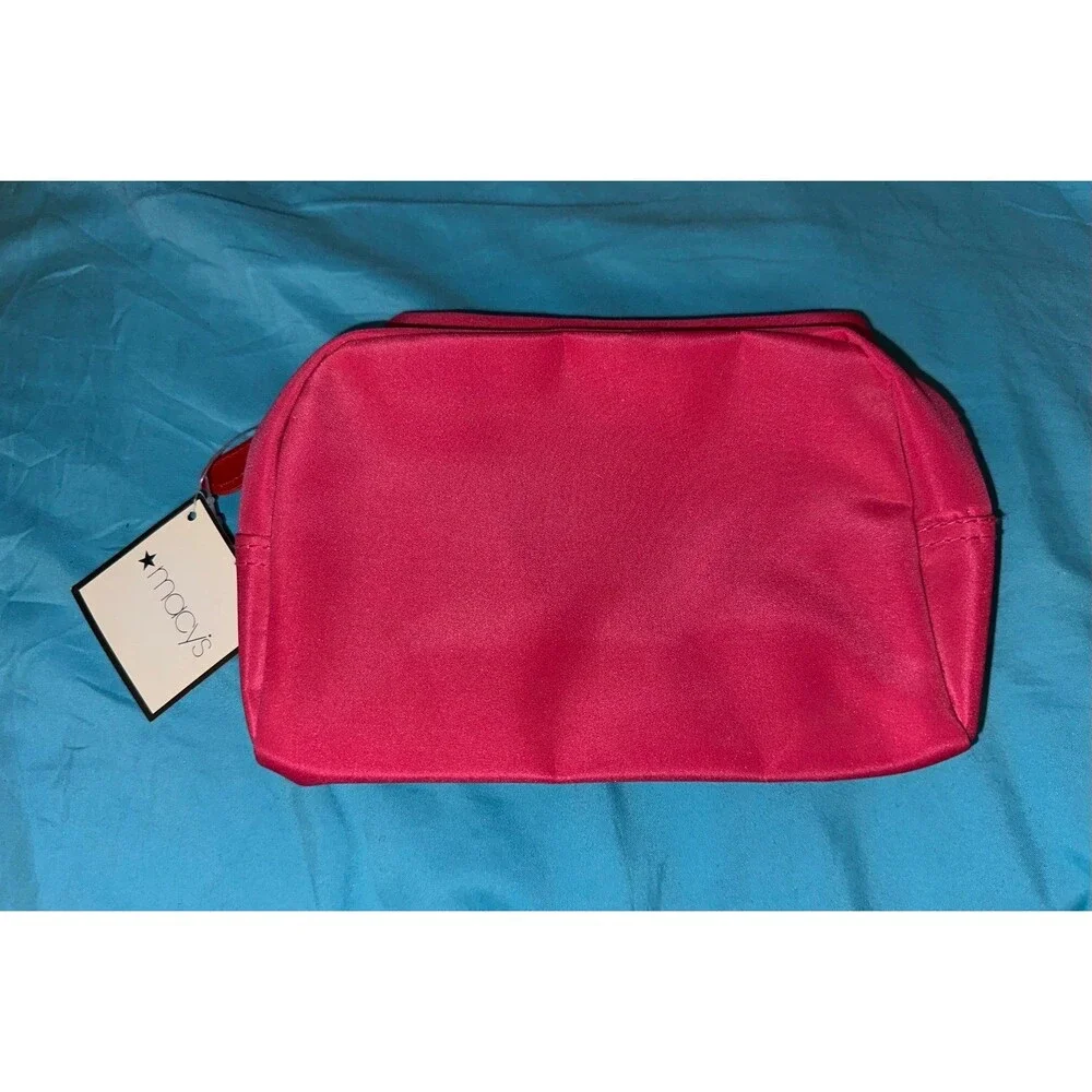 Macy’s Pink Satin Cosmetic Bag Makeup Pouch Travel Organizer New w/ Tags